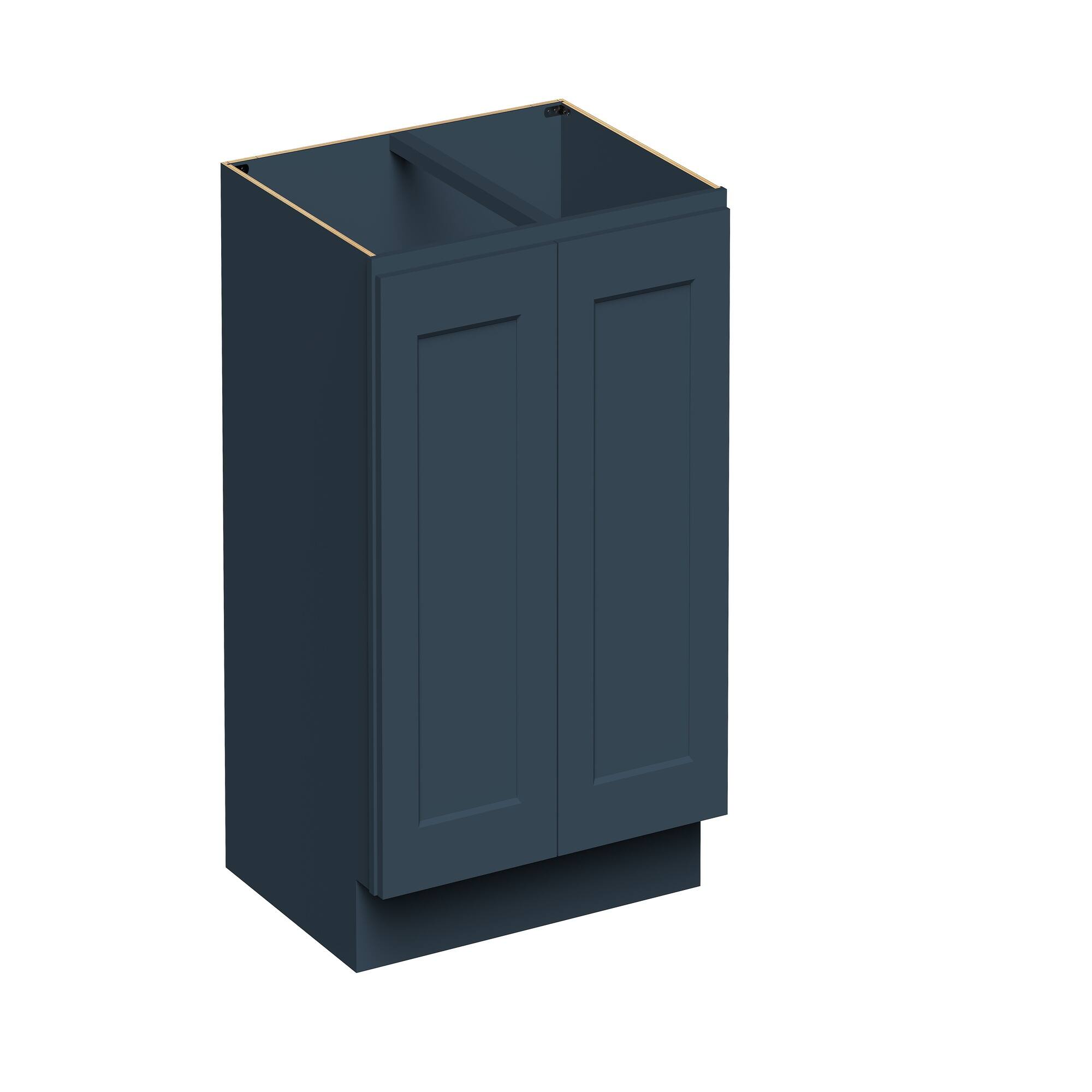 Angle. Boyel Living - 30-in W x 34.5-in H x 24-in D Shaker RTA Kitchen Full Height Door Base Cabinet with Soft-Close - Charcoal Blue.