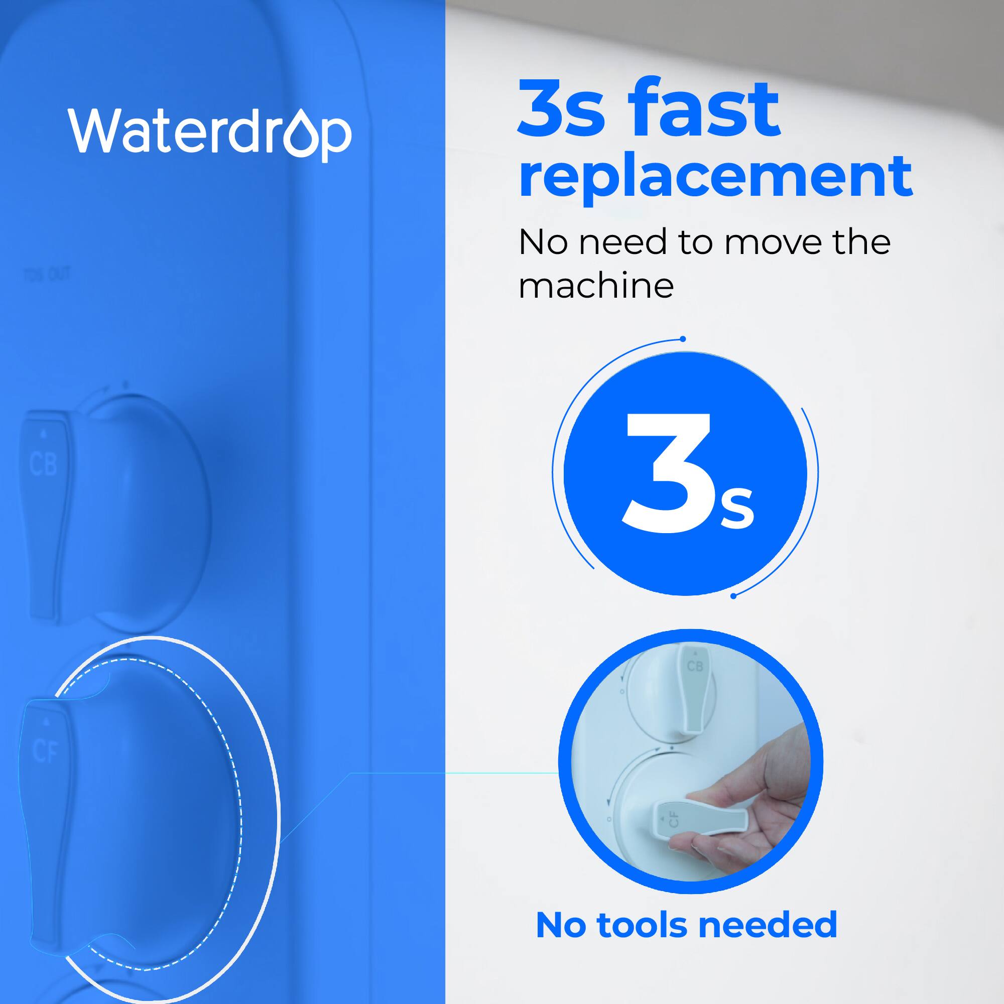 Waterdrop 3s fast replacement No need to move the machine CB 3s - CB CF - CF No tools needed