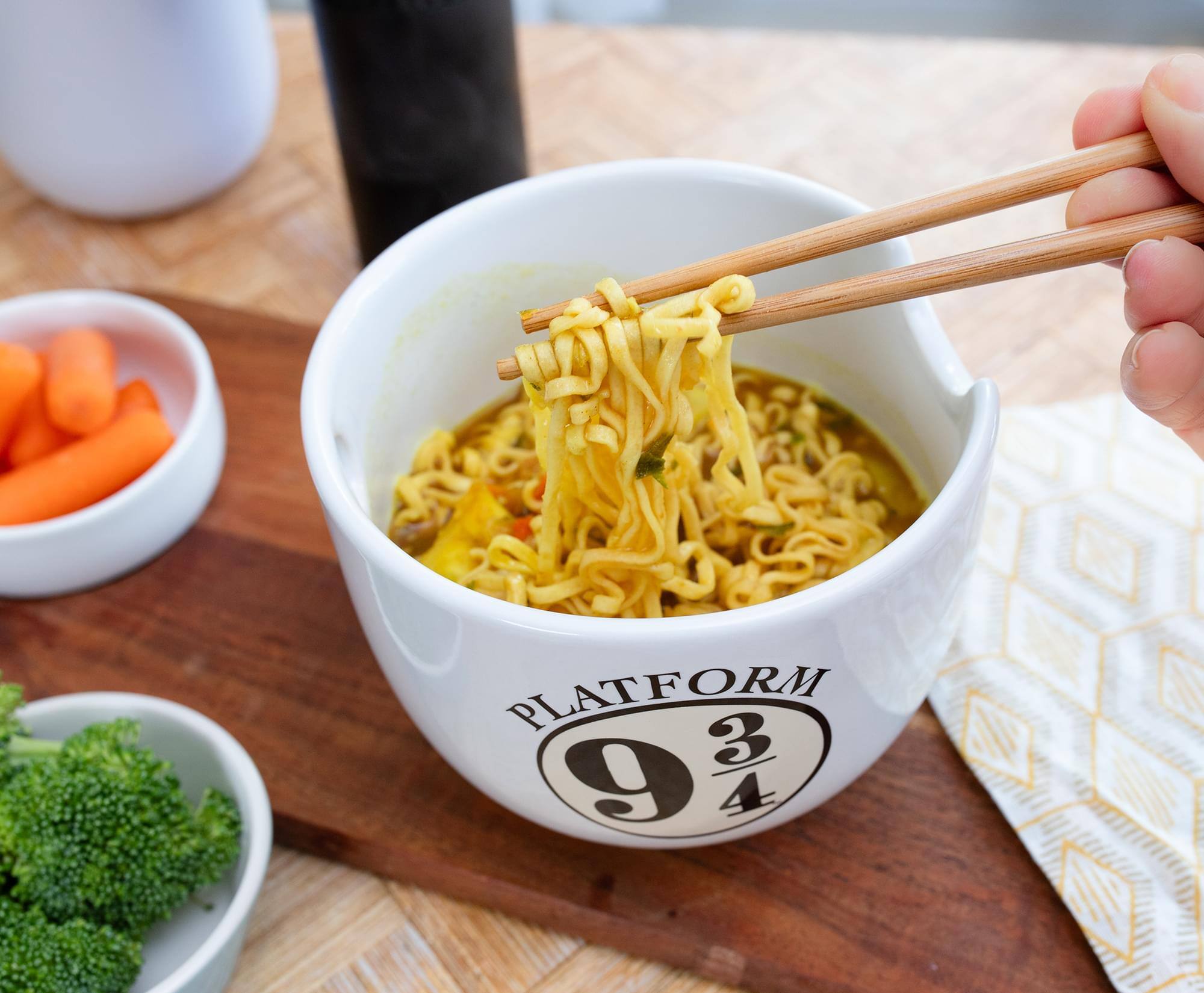 Alt View 5. Silver Buffalo - Harry Potter "Hogwarts Railways" 20-Ounce Ceramic Ramen Bowl and Chopstick Set - White.