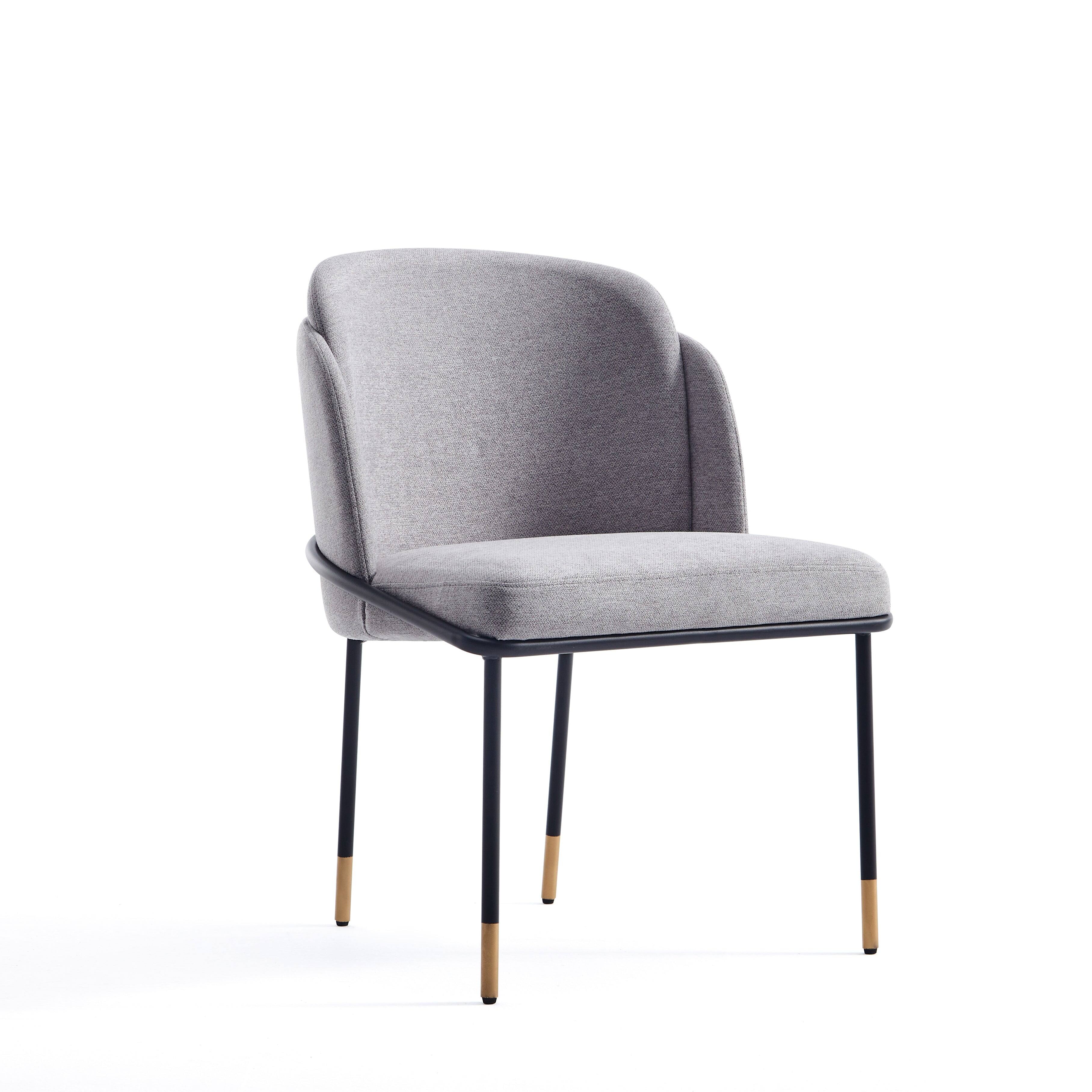 Front. Manhattan Comfort - Flor Modern Metal Twill Weave Dining Chair - Gray.