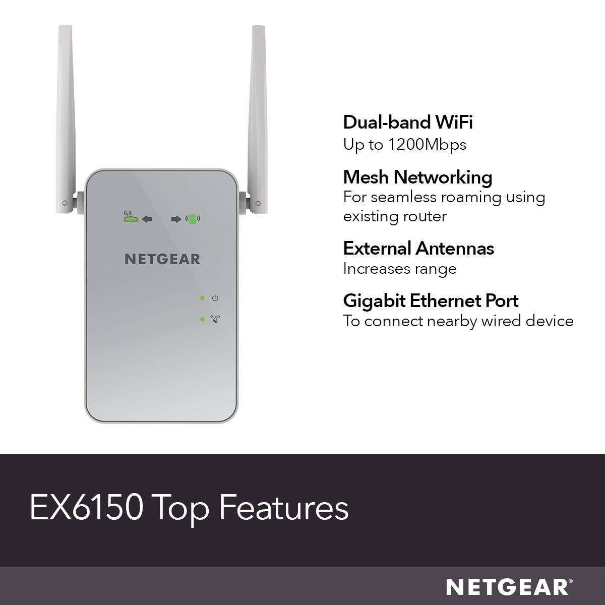 NetGear Nighthawk AC1200 Dual-Band WiFi Mesh Extender fashion in White