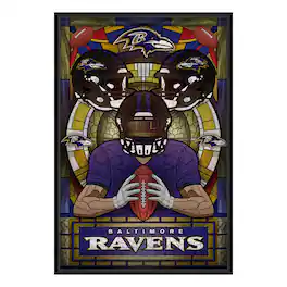 Sporticulture - Baltimore Ravens Framed Stained Glass Art Print - Purple
