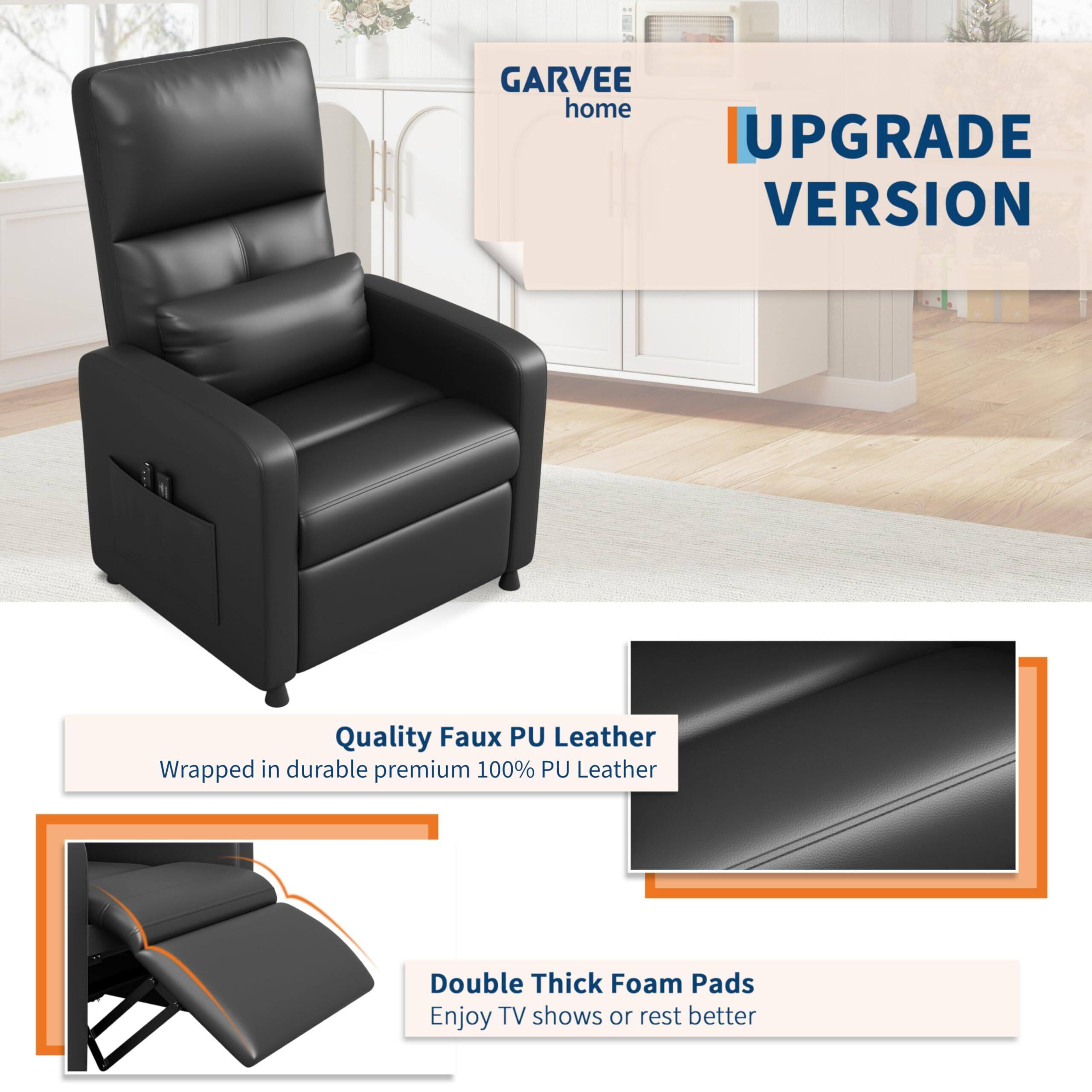 GARVEE home UPGRADE VERSION

Quality Faux PU Leather
Wrapped in durable premium 100% PU Leather

Double Thick Foam Pads
Enjoy TV shows or rest better
