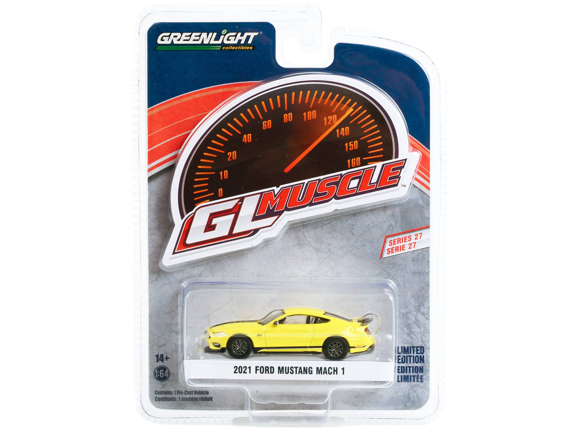 GREENLIGHT collectibles

80 100 120 60 140 40 150 20 160 10

IN GL O MUSCLE

27 SERIES 27 SERIE

14+ 1:64

2021 FORD MUSTANG MACH 1 LIMITED EDITION

Contains: Die-Cast Vehicle

Contents: 1 modèle réduit