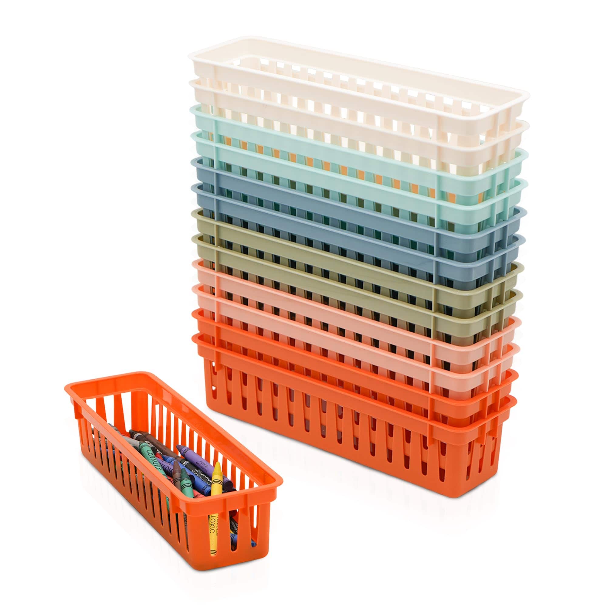 Dapper Styles - Pencil Holder For Desk Colorful Plastic Pen Baskets Tray Organizing Classroom Supplies And Elementary Teacher - Boho