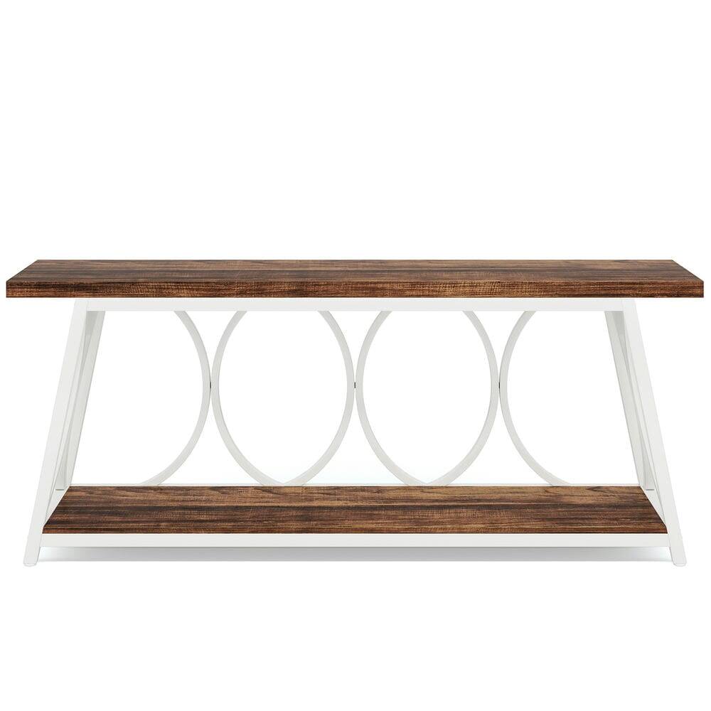 Left. Kadyn - Entryway Table, Console Sofa Table,2-Tier Console Table, 70.9" Industrial Sofa Table Behind Couch with Shelves - Brown.