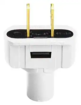 Front. Leviton - Straight Blade Plug 1-15P, 125V, Vinyl, 8.5 inches - White.