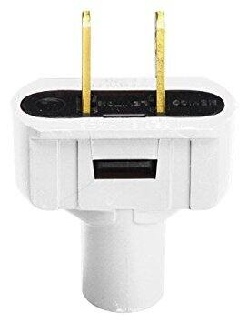 Front. Leviton - Straight Blade Plug 1-15P, 125V, Vinyl, 8.5 inches - White.