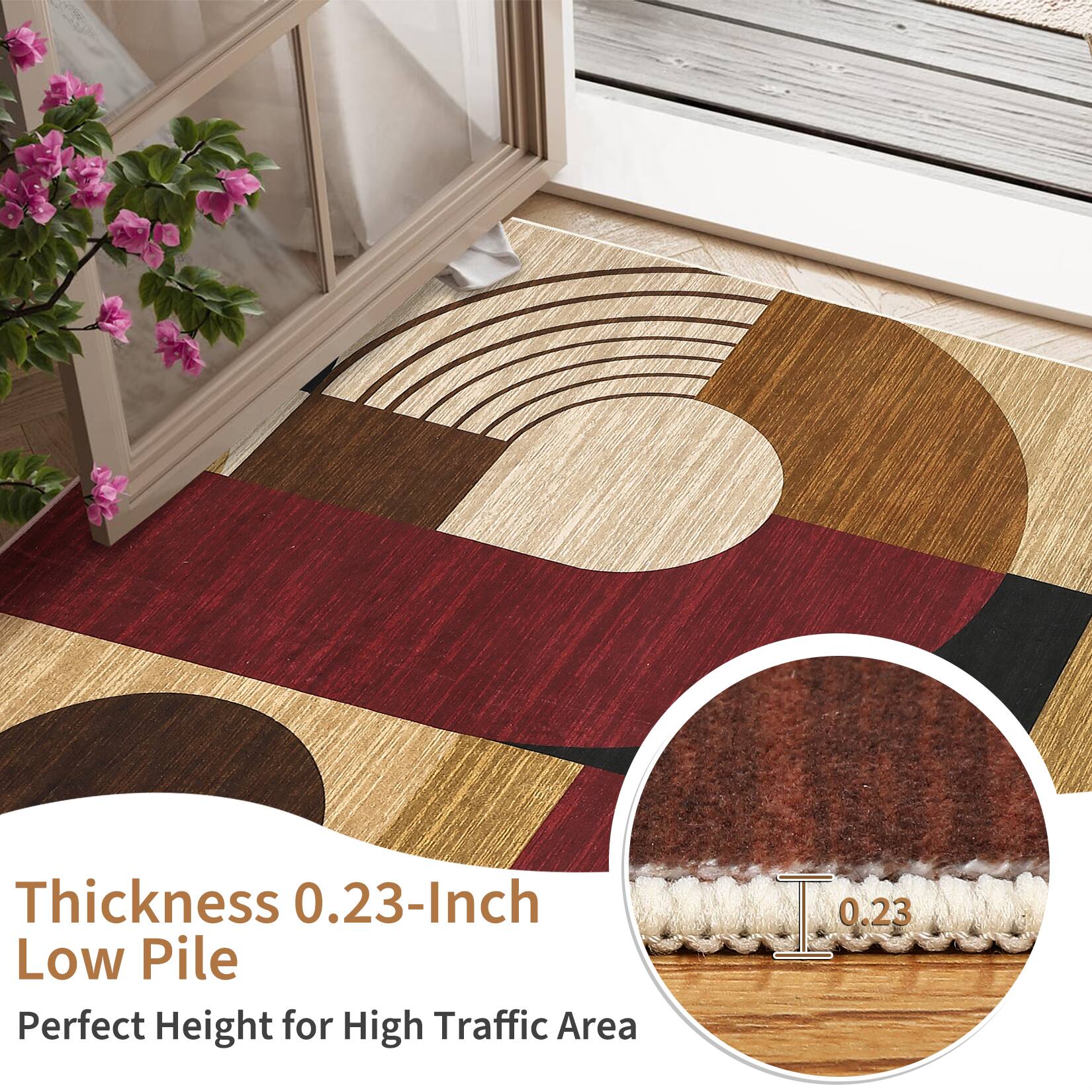 Thickness 0.23-Inch Low Pile  
Perfect Height for High Traffic Area