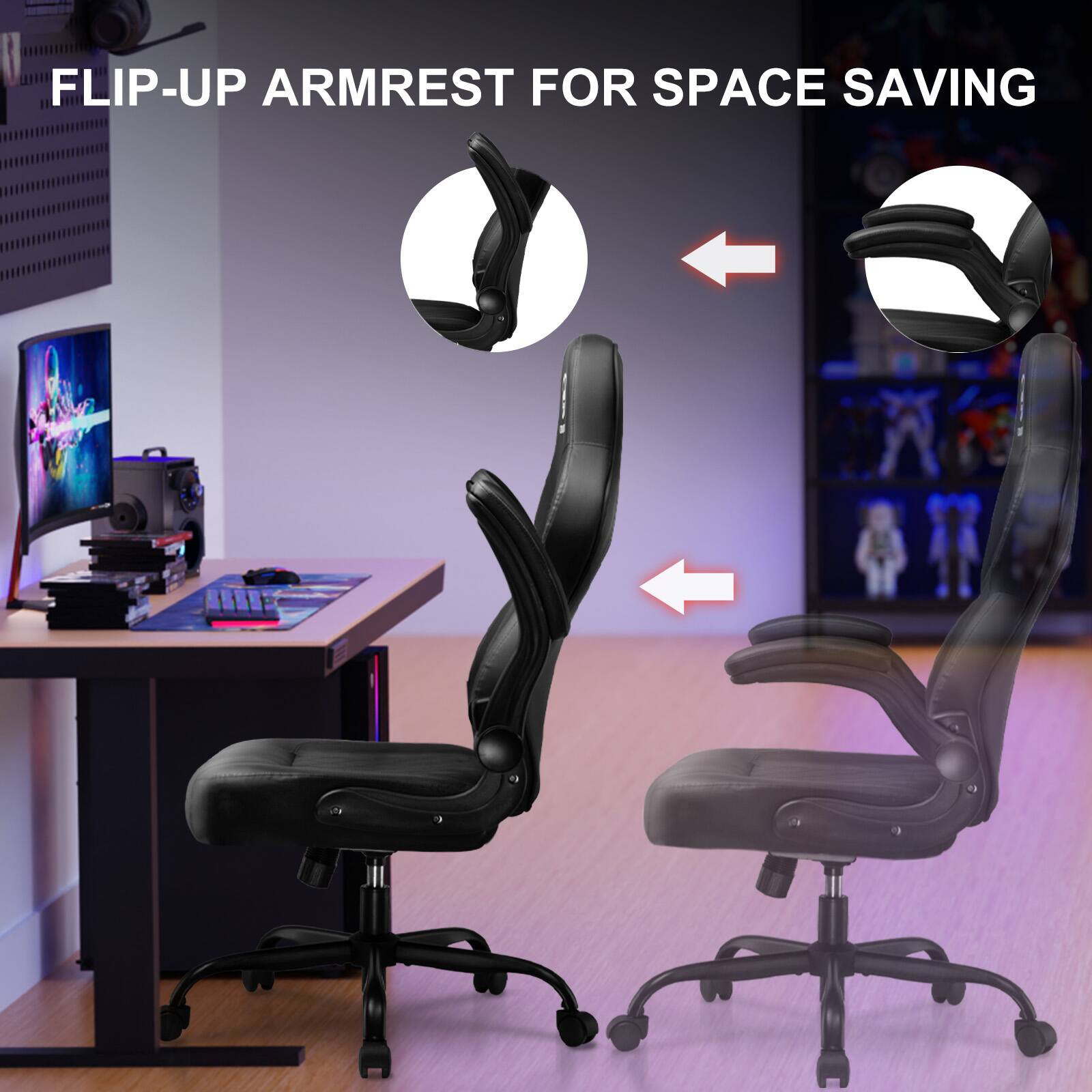 FLIP-UP ARMREST FOR SPACE SAVING
