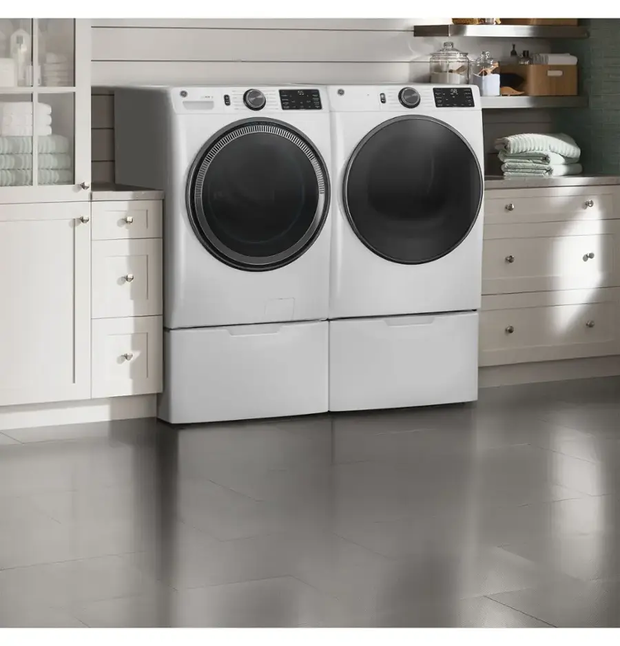 Alt View 12. GE - 5.0 Cu. Ft. High-Efficiency Stackable Smart Front Load Washer with Steam and SmartDispense - White.