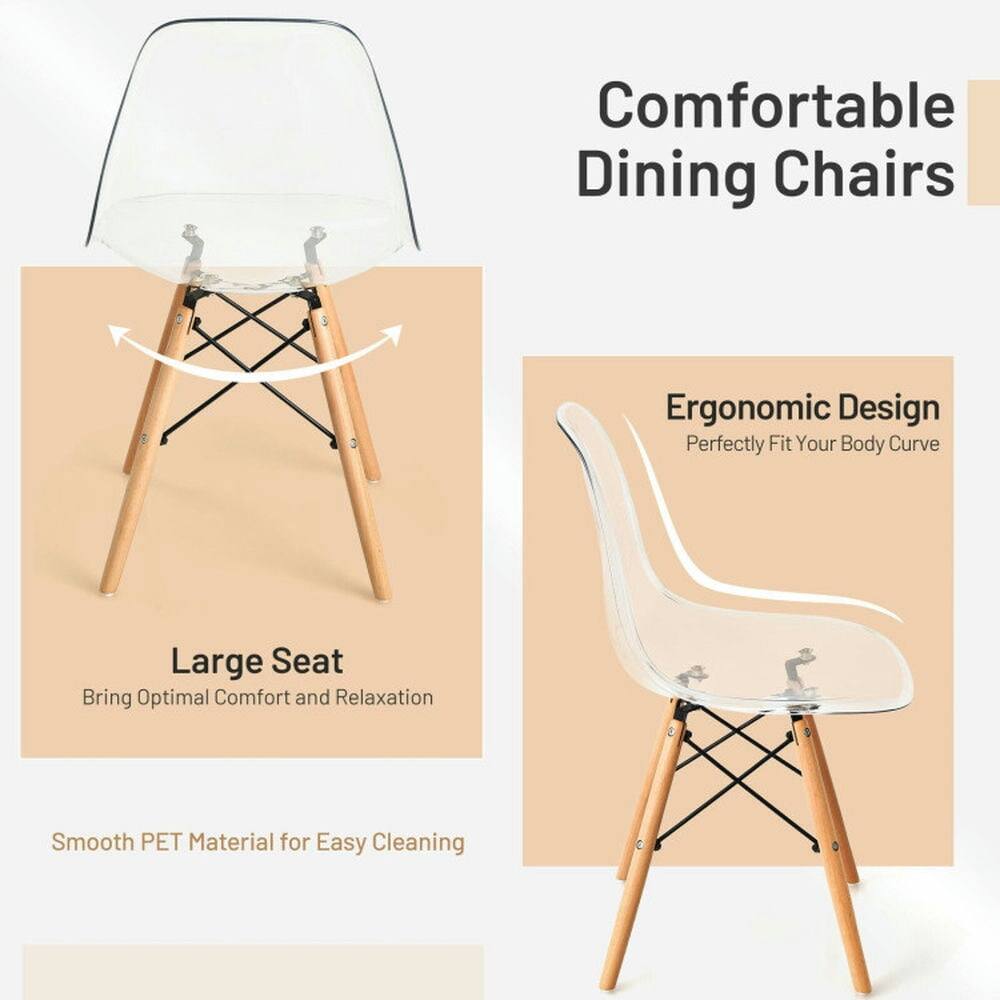 Comfortable Dining Chairs  
Ergonomic Design  
Perfectly Fit Your Body Curve  
Large Seat  
Bring Optimal Comfort and Relaxation  
Smooth PET Material for Easy Cleaning