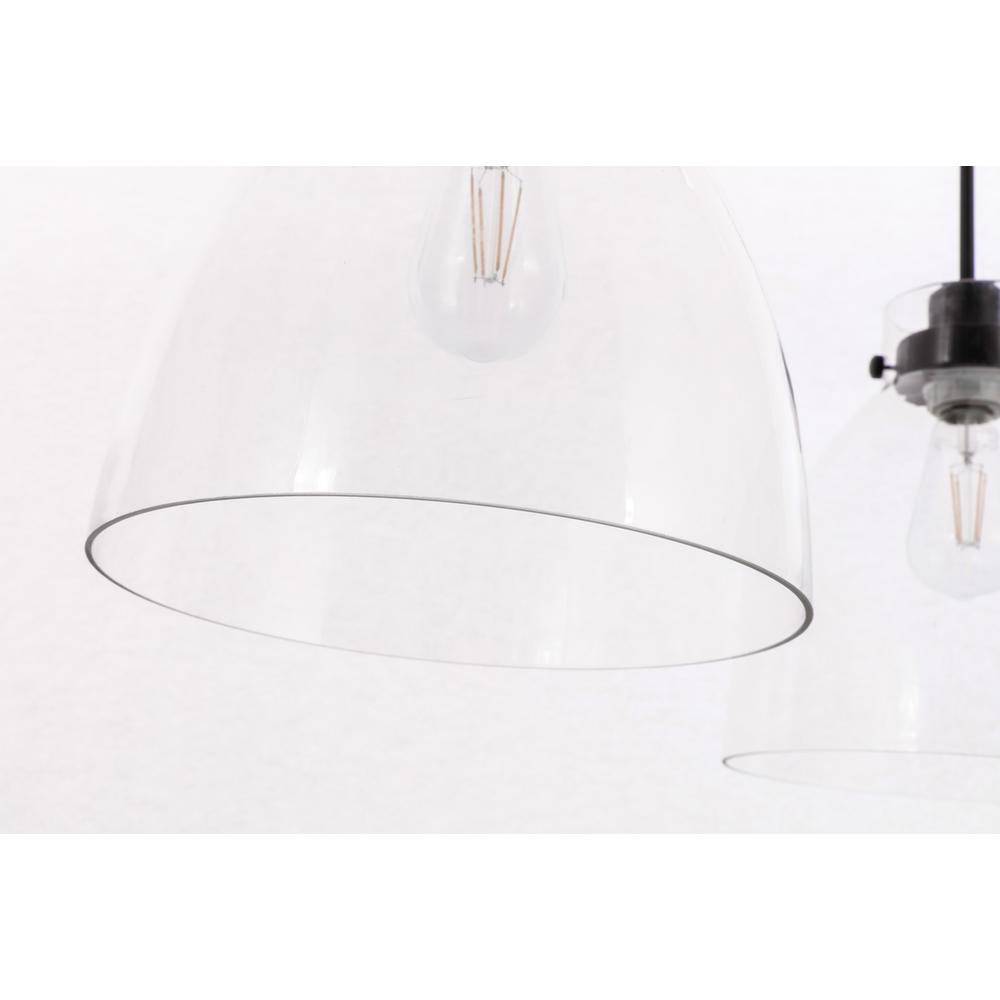 Left. Living District - Frey 3 light Black and Clear glass pendant - Black And Clear Glass.