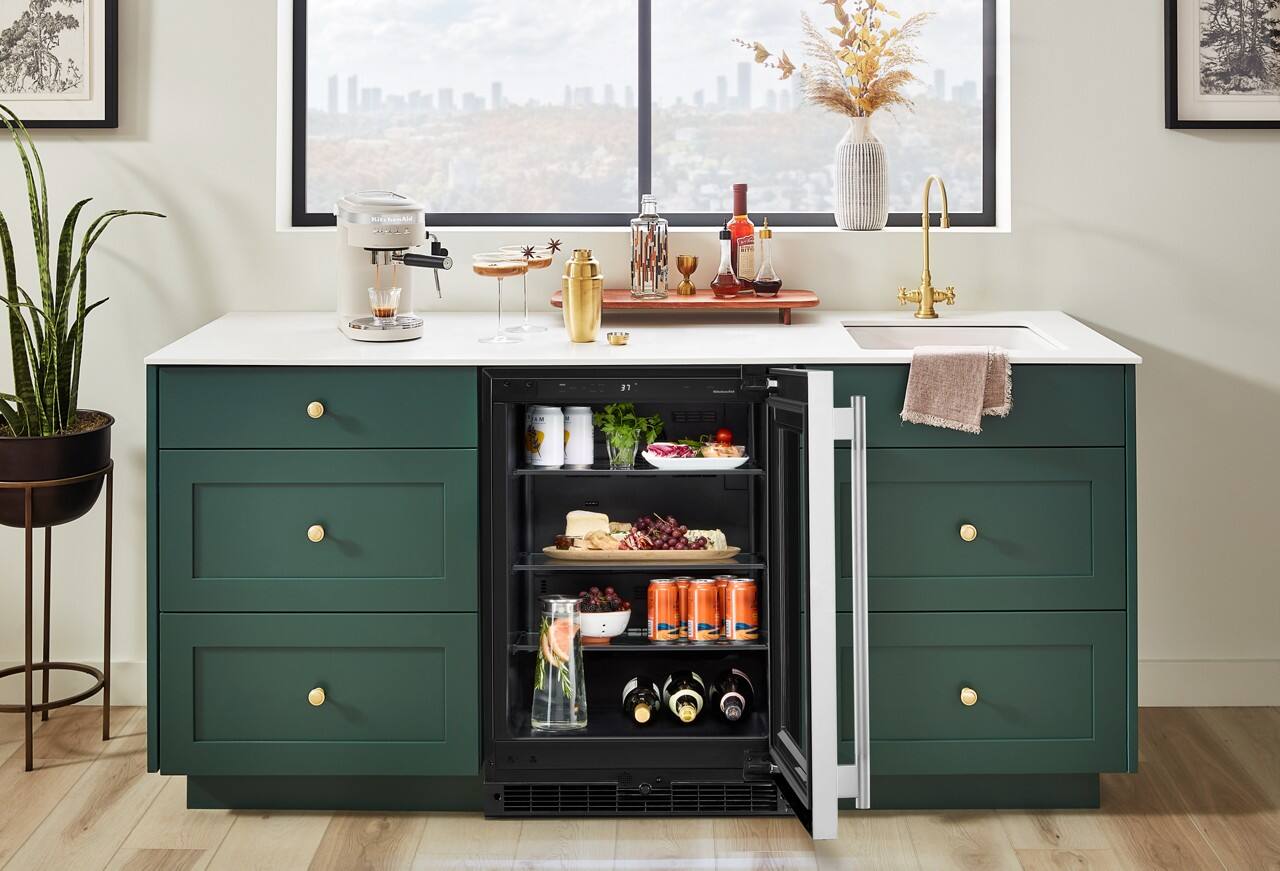 Alt View 6. KitchenAid - 5.2 Cu. Ft. Undercounter Refrigerator - Black Cabinet/Stainless Doors.
