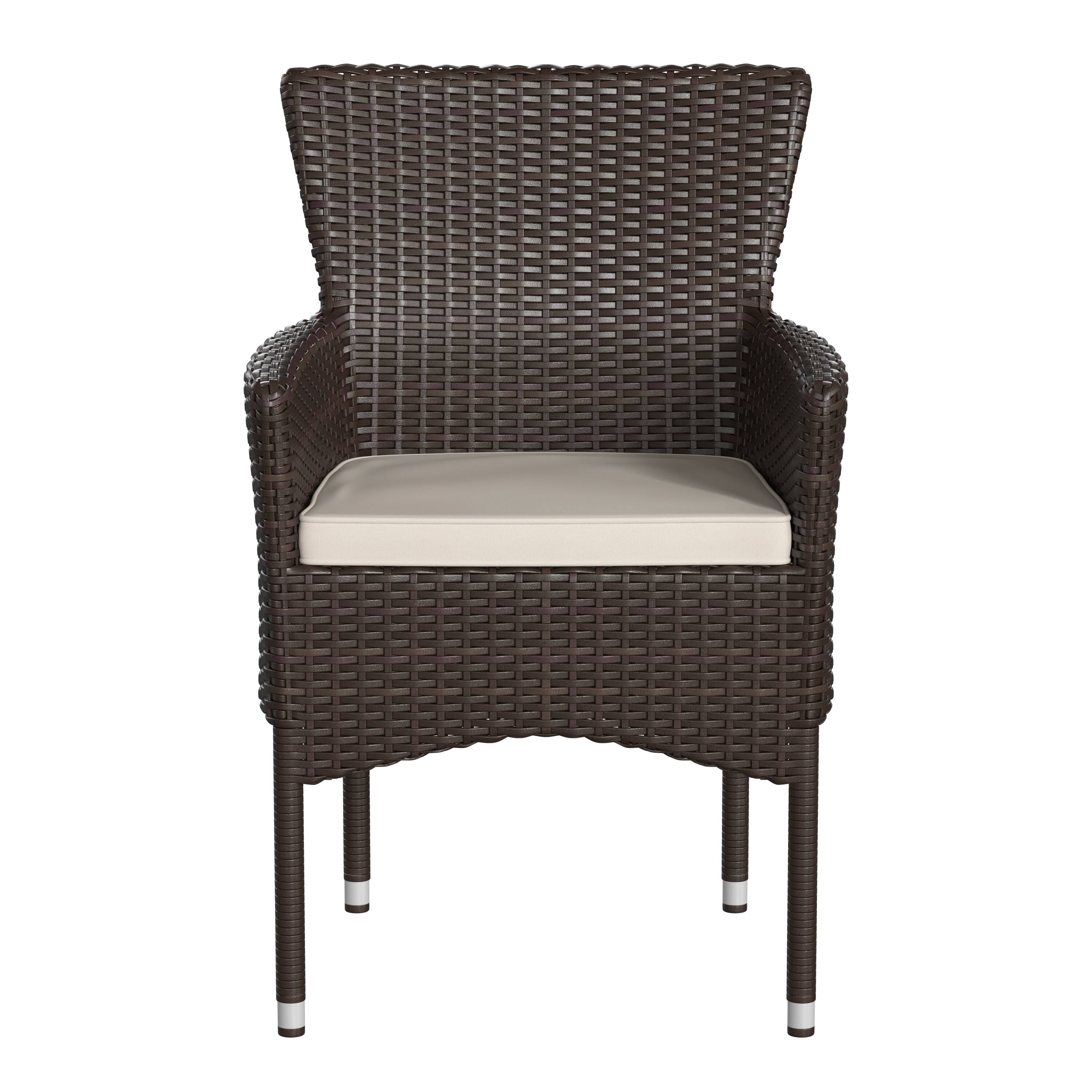 Alt View 10. Emma + Oliver - Ina Set of 2 Modern Wicker Patio Chairs with Removable Cushions for Indoor and Outdoor Use - Espresso/Cream.