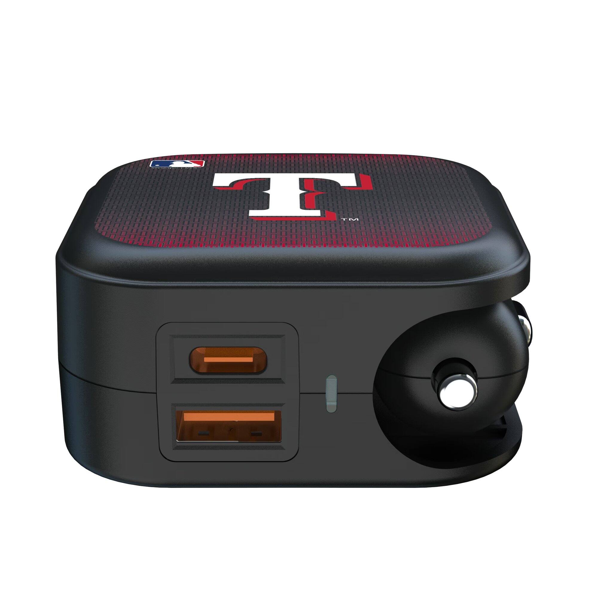 Alt View 1. Keyscaper - Texas Rangers 2-in-1 USB A/C Charger - Black.