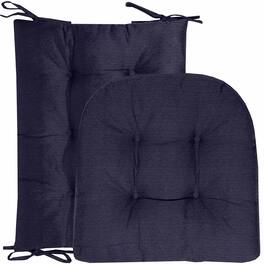 Sweet Home Collection - Rocking Chair Cushion 2 Piece Tufted Non Slip Set of Upper and Lower Cushions - Navy