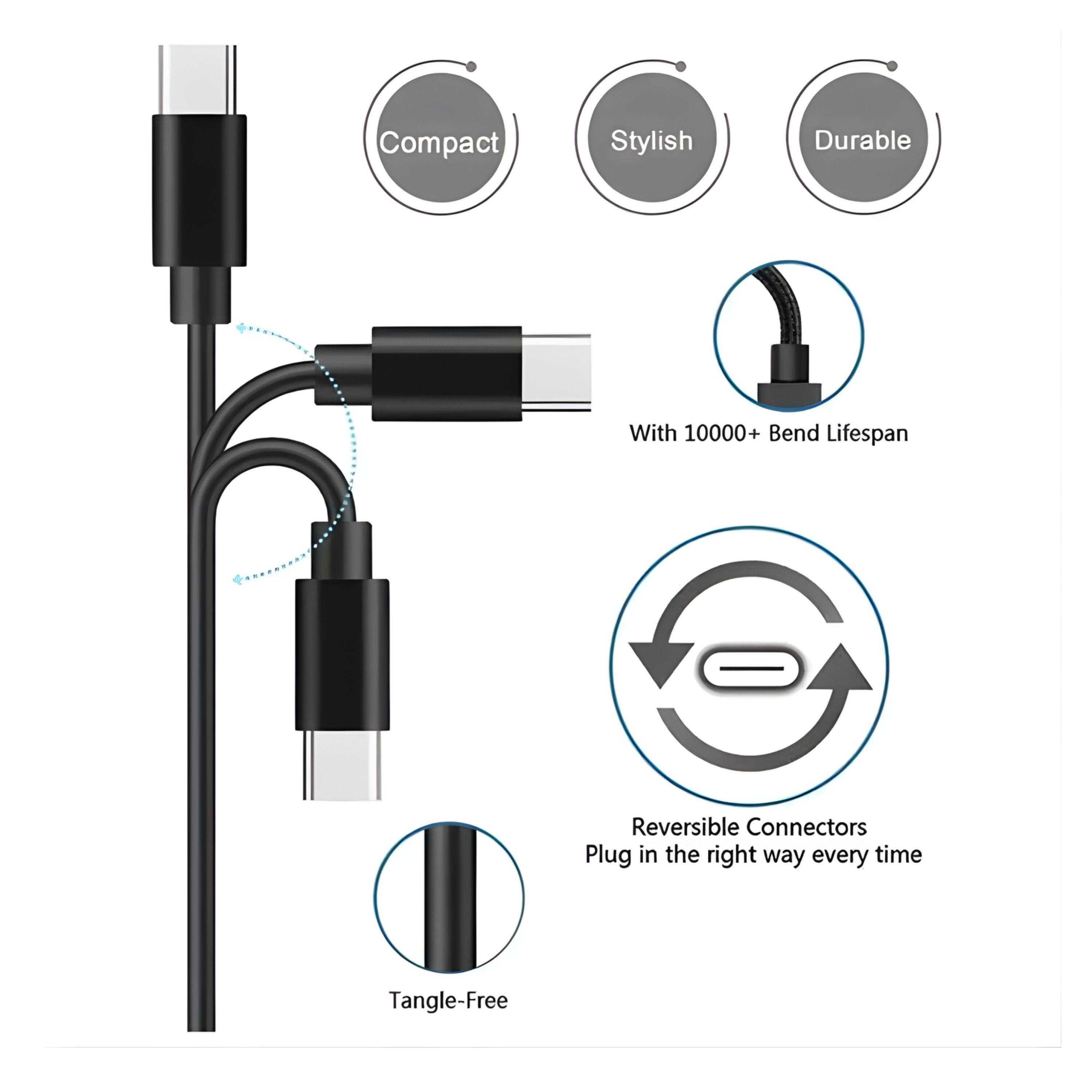 Compact, Stylish, Durable  
With 10000+ Bend Lifespan  
Reversible Connectors  
Plug in the right way every time  
Tangle-Free