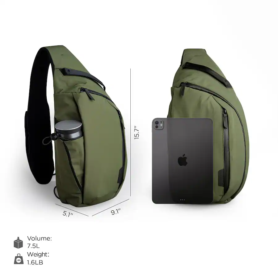 Tablet Back Left ALPAKA Crossbody Sling Bag 7.5L (Left Shoulder) for Men, Fits 11 ...