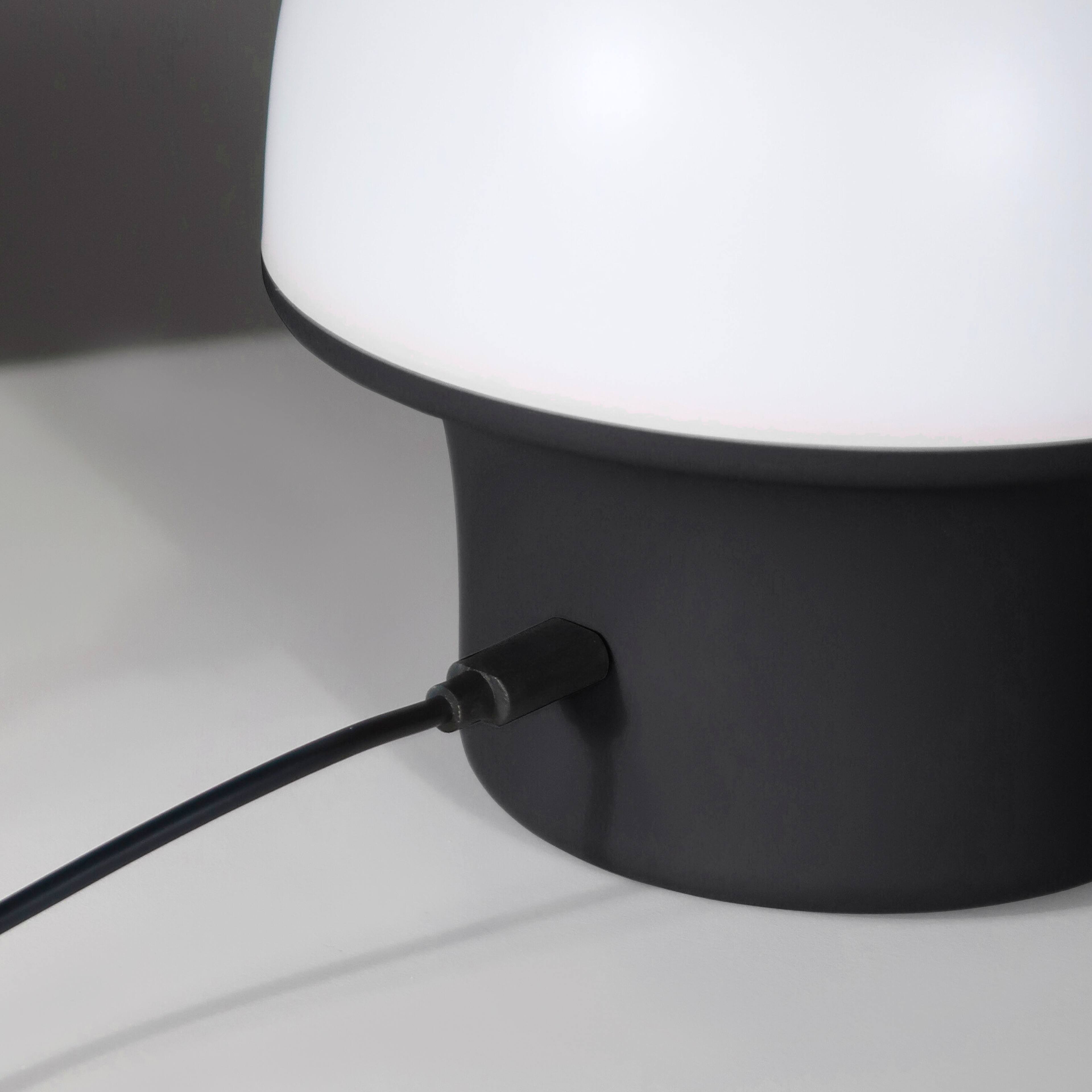 Back. Brightech - Portobello LED Modern Industrial Round Dome Dimmable Cordless Portable Indoor Outdoor Rechargeable Camping Desk Lamp - Classic Matte Black.