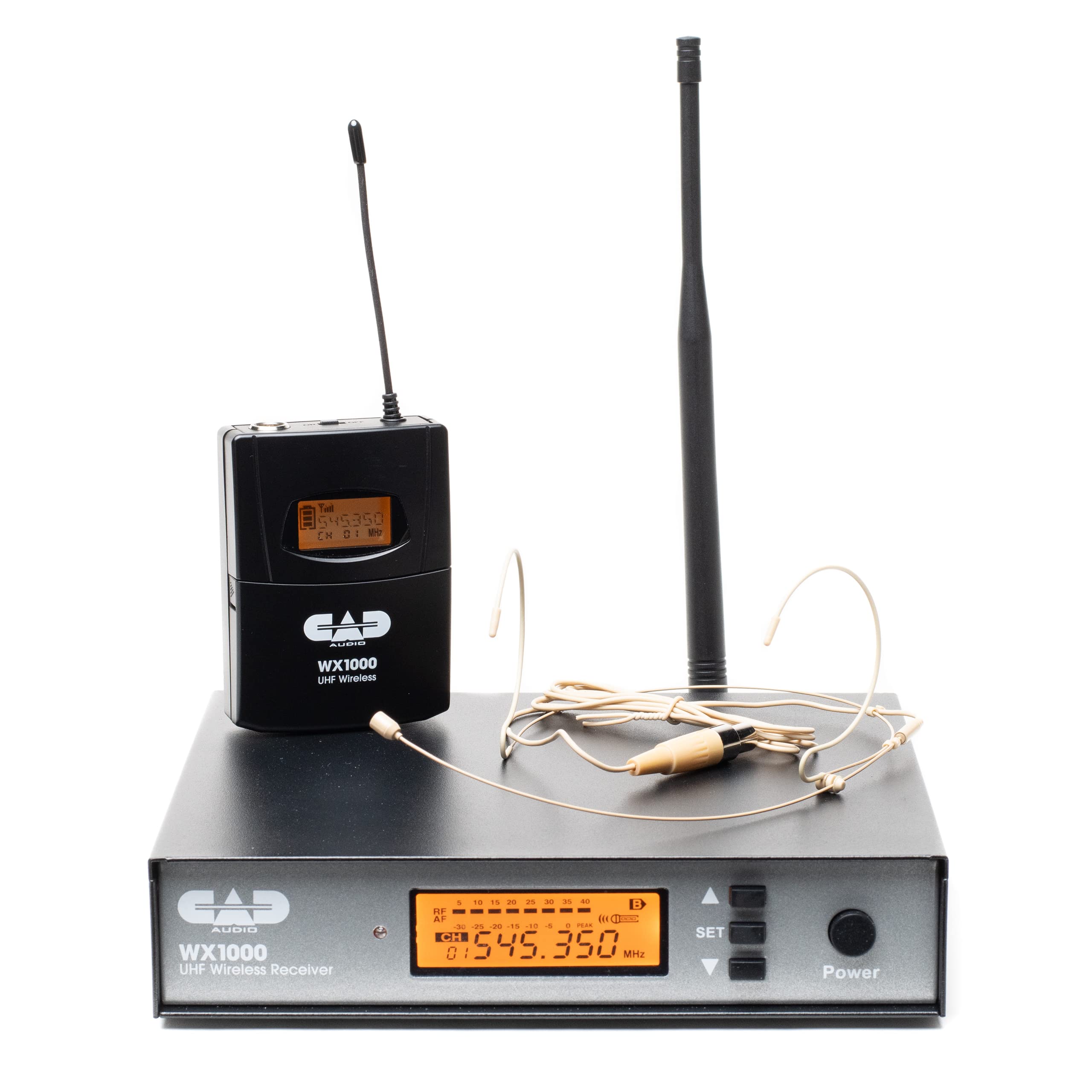 Tel S45350 CHD: CN 2 I GAD N WX1000 UHF Wireless CAD AUSU WX1000 UHF Wireless Receiver 118 + - - - - 1 - - a o AF on T - - - ... . - + I CH D: . 545.350 SET Power