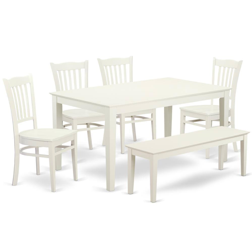 Back. East West Furniture - Dining Room Set Linen White - Linen White.