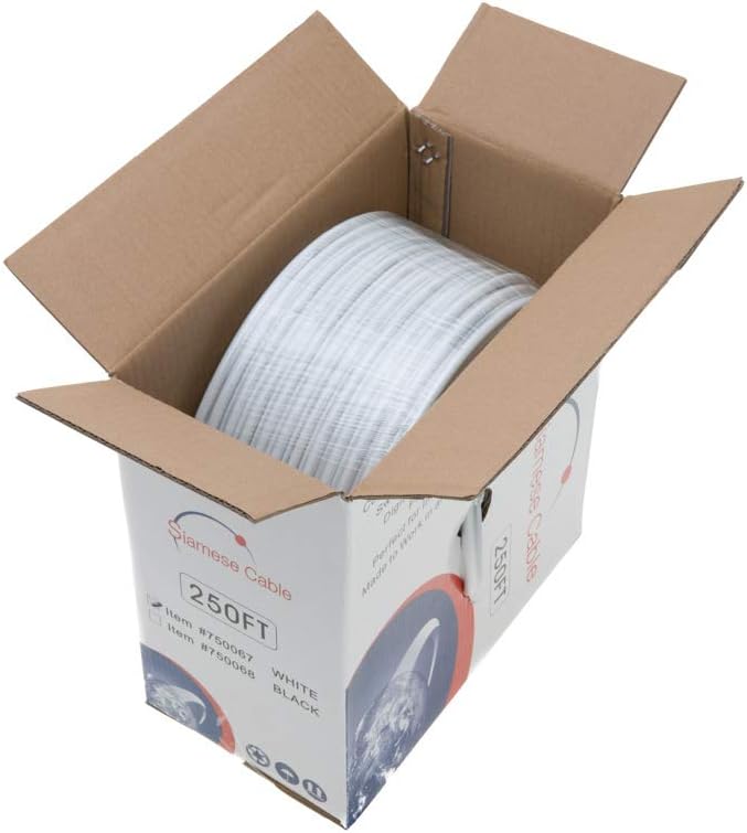 Siamese Cable Httem item 250FT #750067 WHITE BLACK 0 - 0ig 250FT Cable