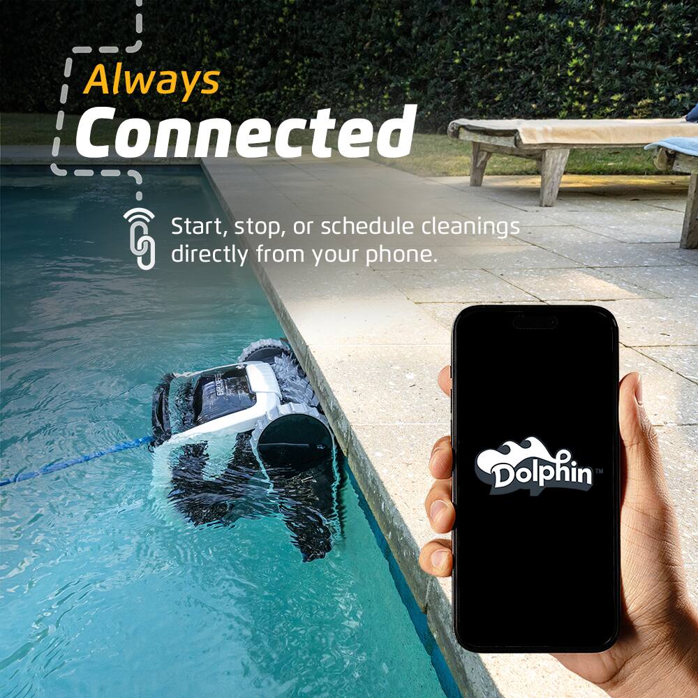 Always Connected  
Start, stop, or schedule cleanings directly from your phone.  
Dolphin