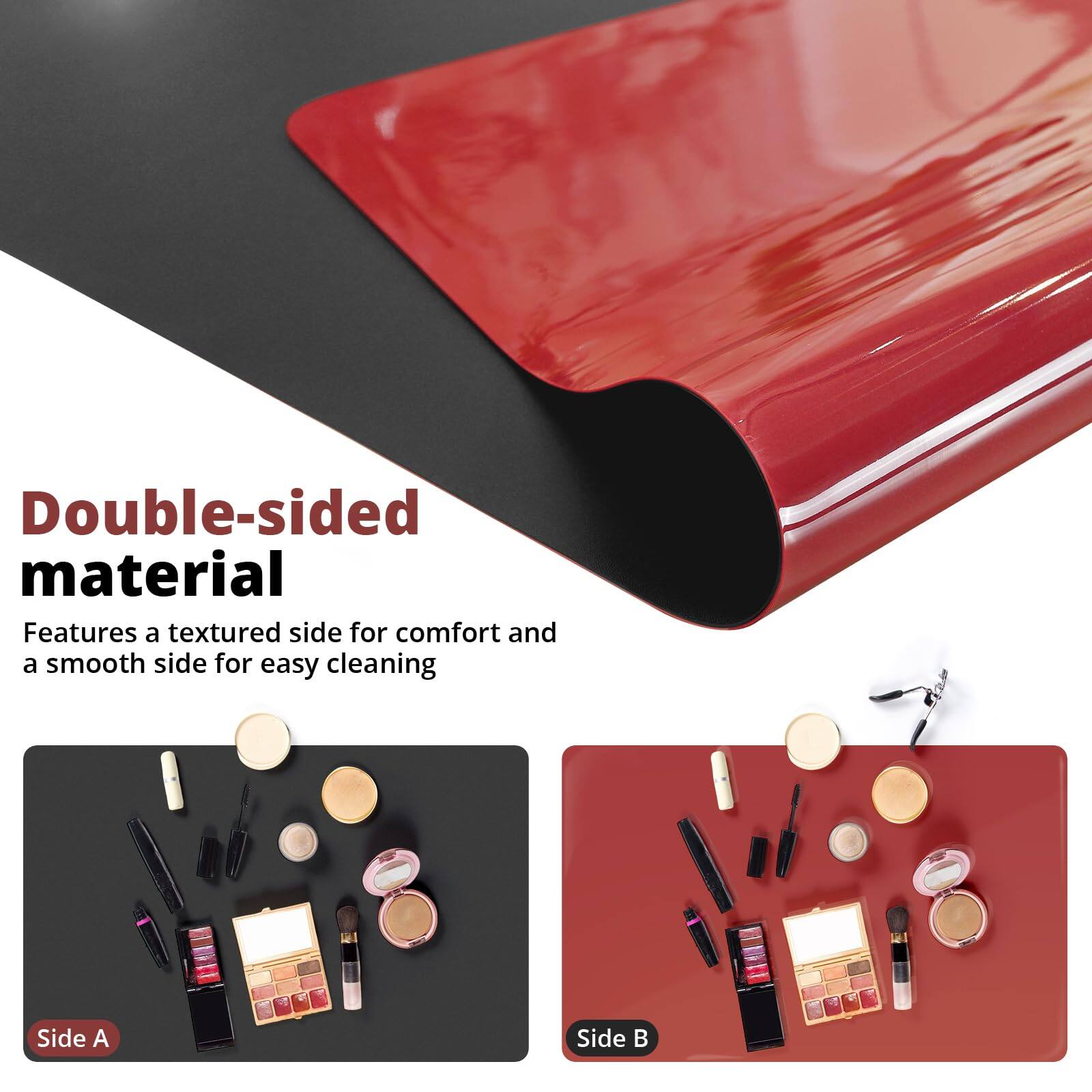 Double-sided material  
Features a textured side for comfort and a smooth side for easy cleaning  

Side A  
Side B