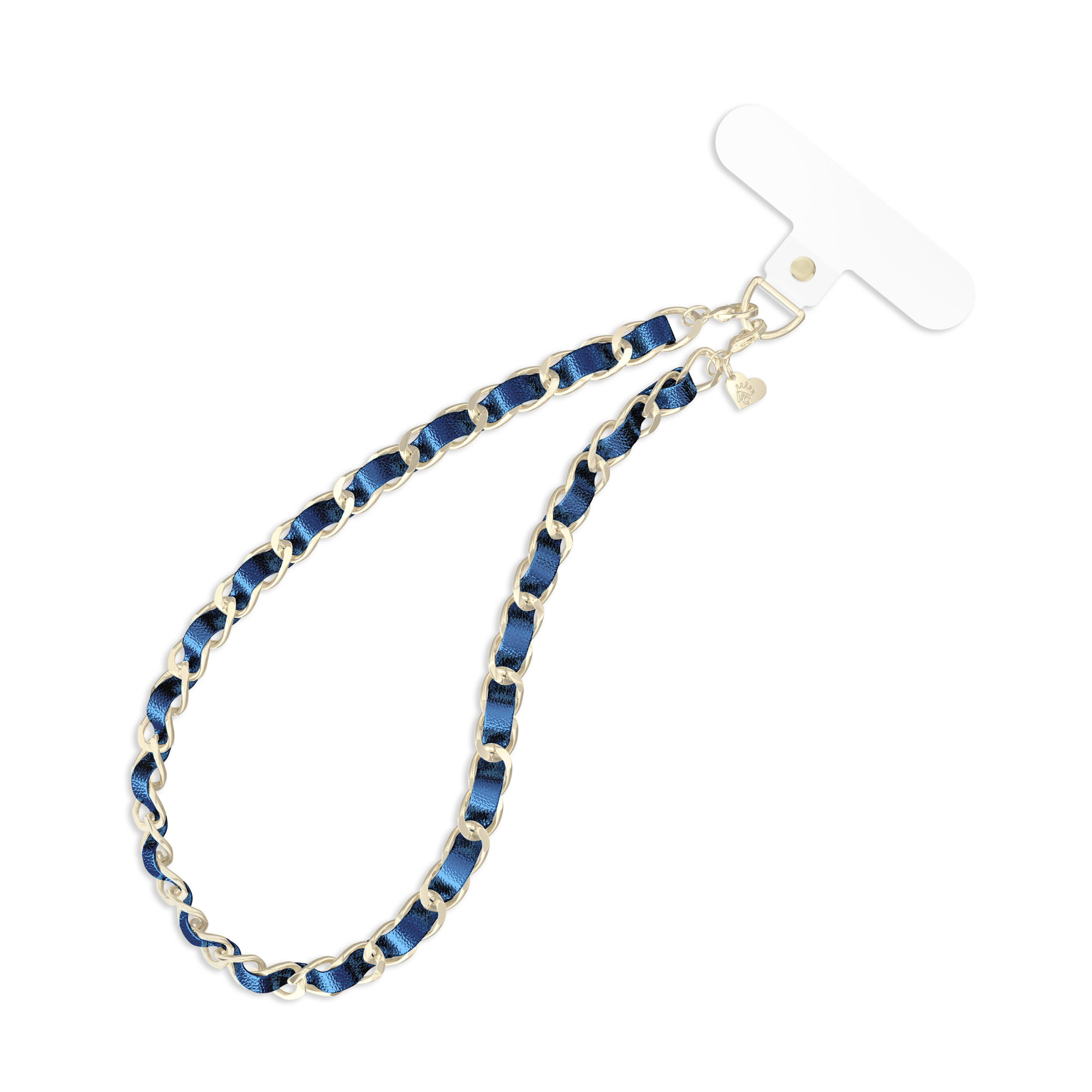 VELVET CAVIAR - Phone Charm Wristlet - Metallic Navy Leather