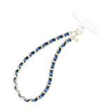 VELVET CAVIAR - Phone Charm Wristlet - Metallic Navy Leather
