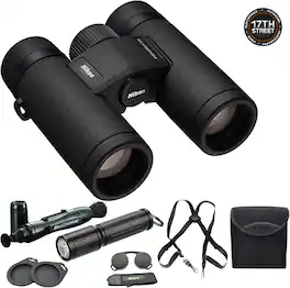 Nikon - 16764 Monarch M7 10x30 Binocular w/ Lens Pen, Harness & Flashlight Bundle
