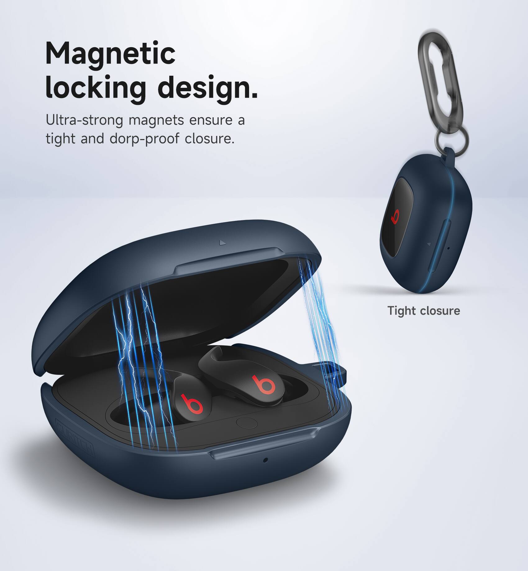 Magnetic locking design.  
Ultra-strong magnets ensure a tight and drop-proof closure.  
Tight closure