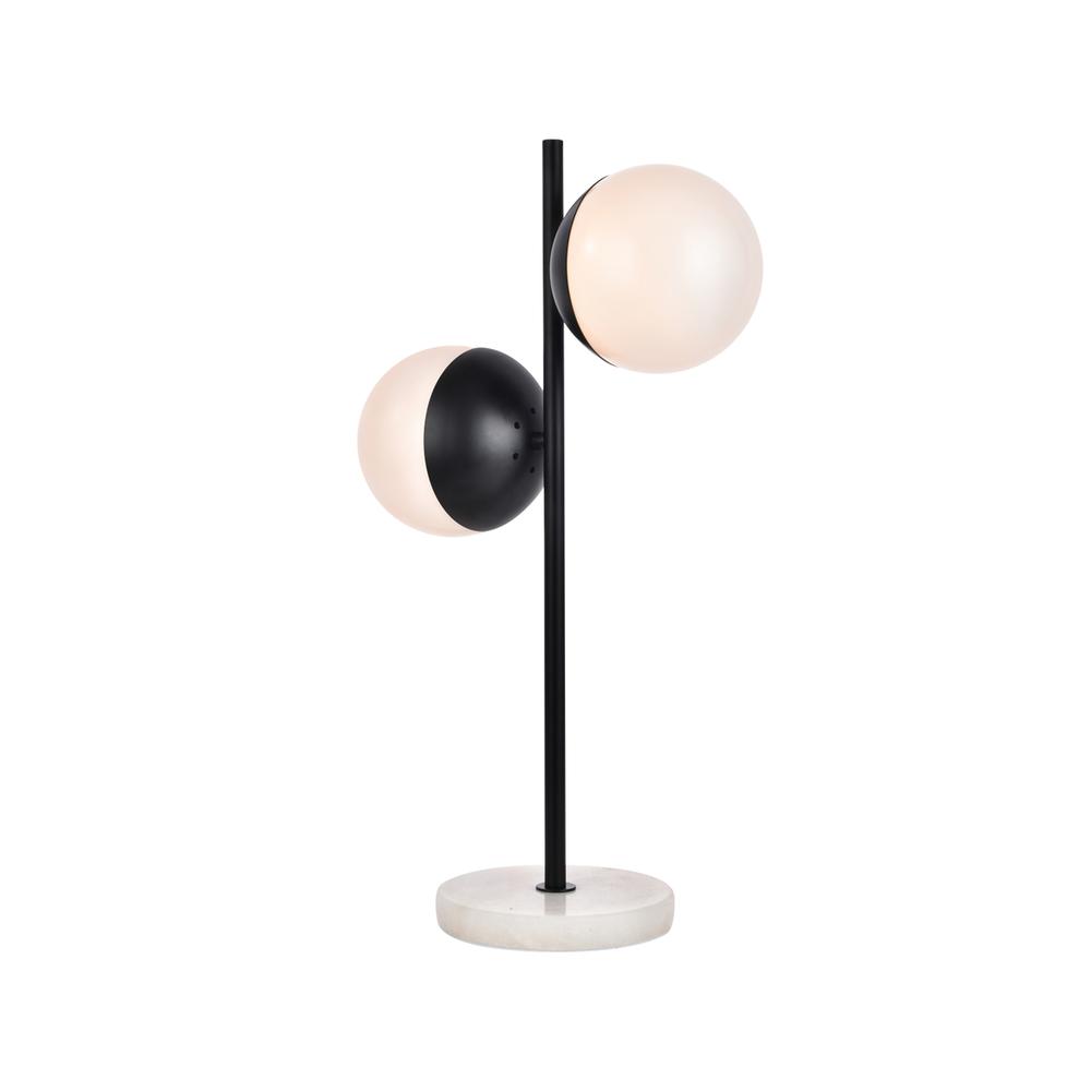 Alt View 1. Living District - Eclipse 2 Lights Black Table Lamp With Frosted White Glass - Black And Frosted White.