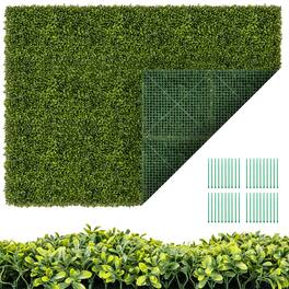 Gymax - 12 PCS 20'' x 20'' Artificial Hedge Boxwood Panels w/ Decorative Grass Wall Panels - Green
