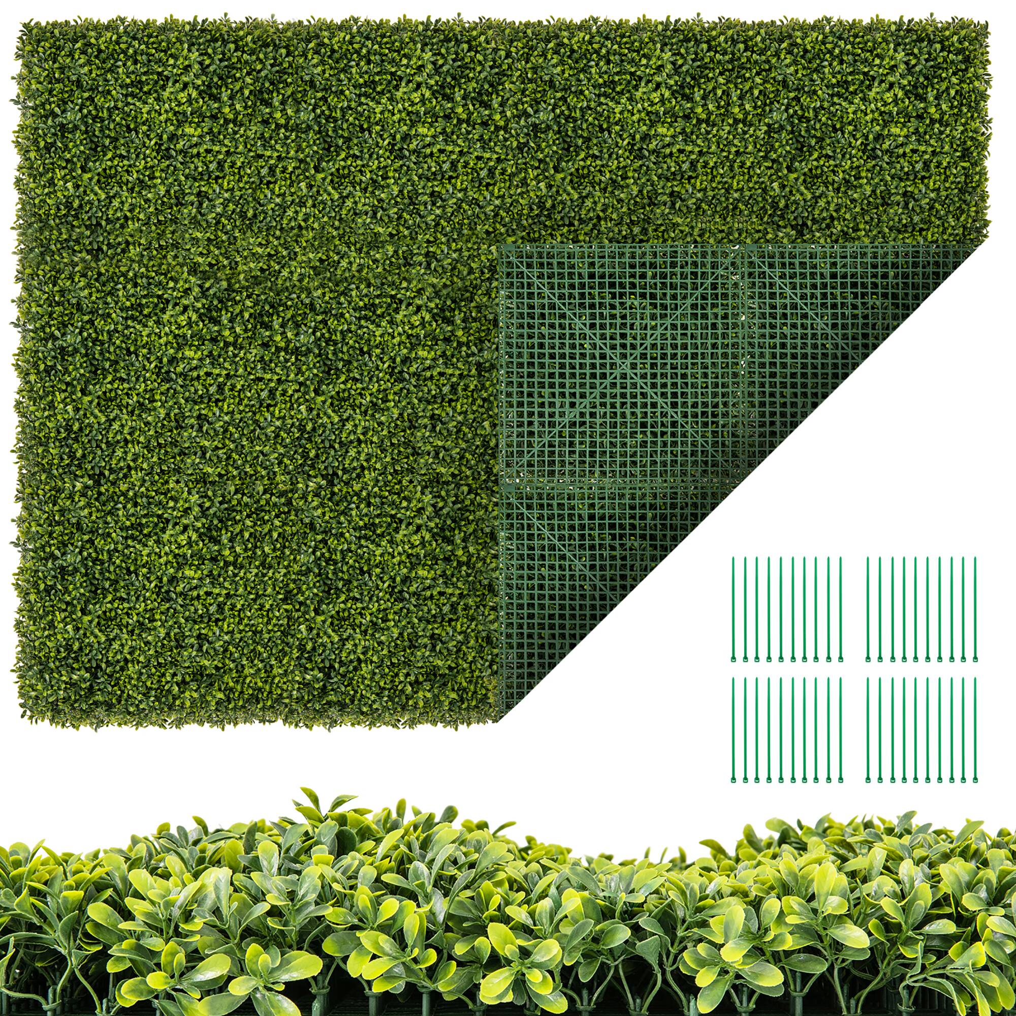 Front. Gymax - Gymax 12 PCS 20'' x 20'' Artificial Hedge Boxwood Panels w/ Decorative Grass Wall Panels - Green.