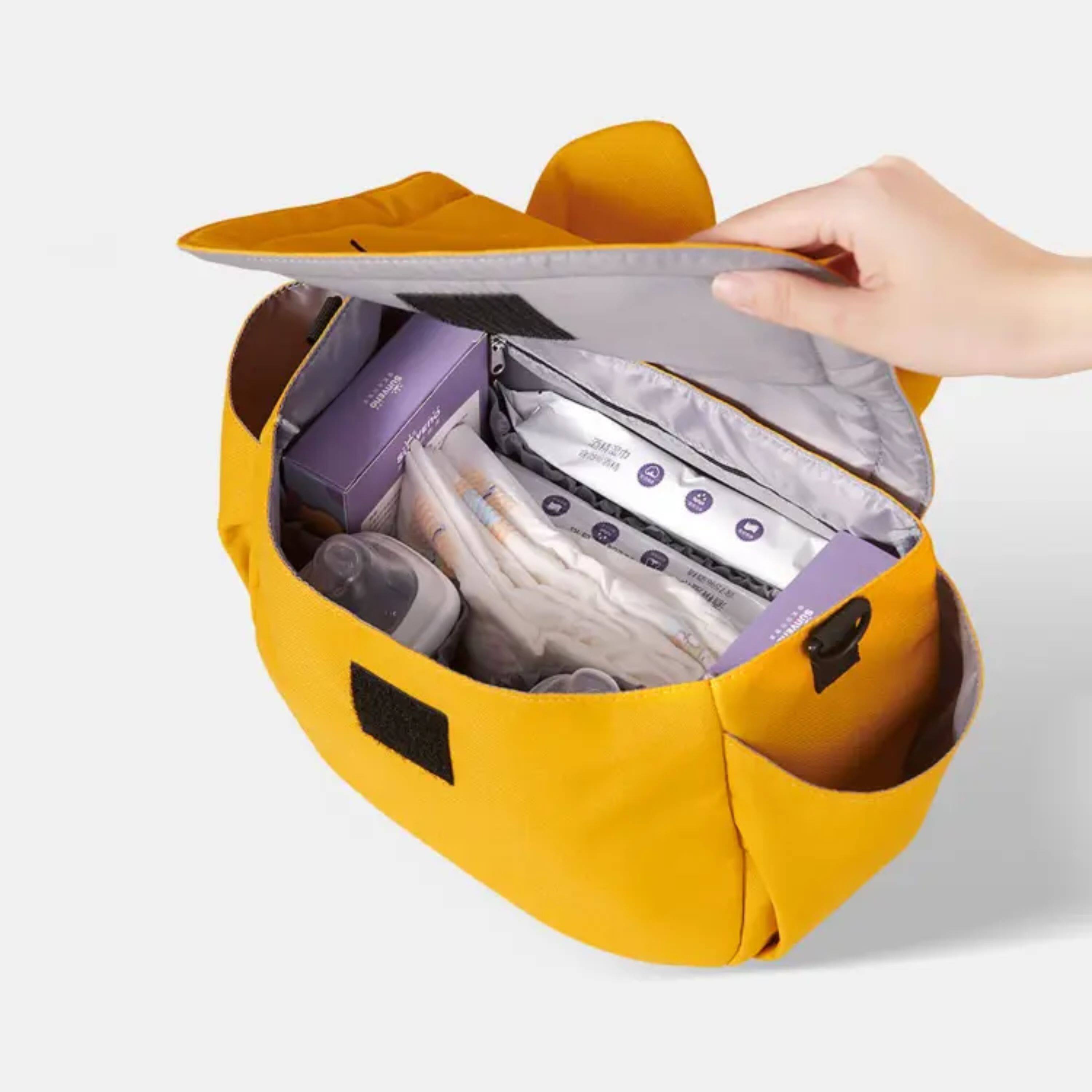 Angle. Kitcheniva - Kitty Paws Stroller Organizer Bag Yellow - Yellow.