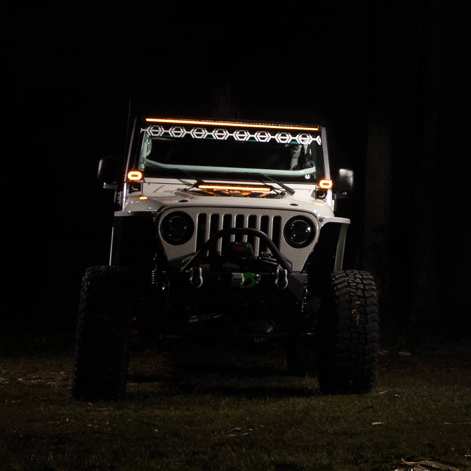 Alt View 9. Stinger - HEXCORE 20” Universal Off-Road Straight LED Light Bar, Amber/White Flood & Spot Combo Beam for Cars, Trucks, Jeeps, UTVs - Black.