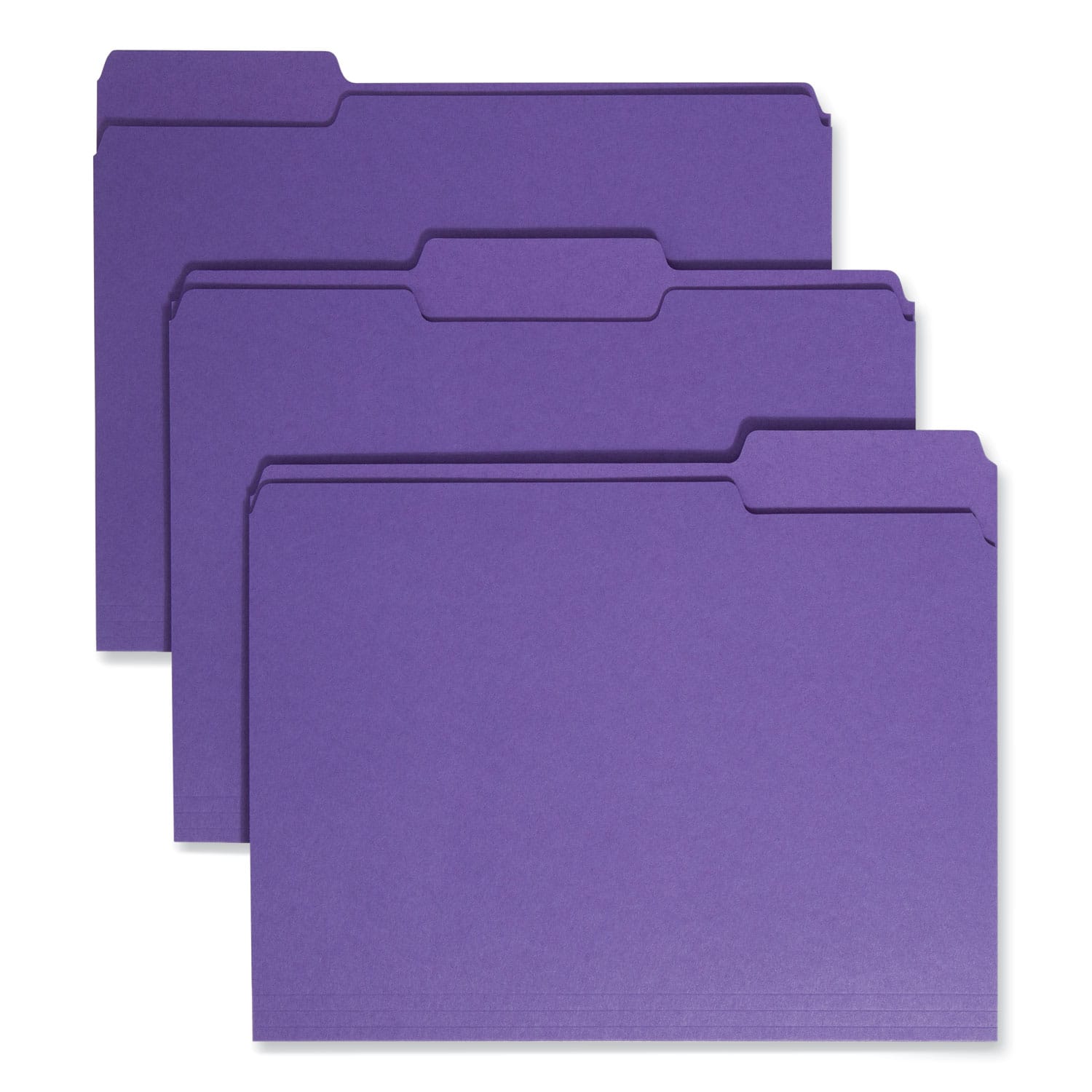 Smead Manufacturing - Colored File Folders, 1/3-Cut Tabs: Assorted, Letter Size, 0.75" Expansion, Purple, 100/Box