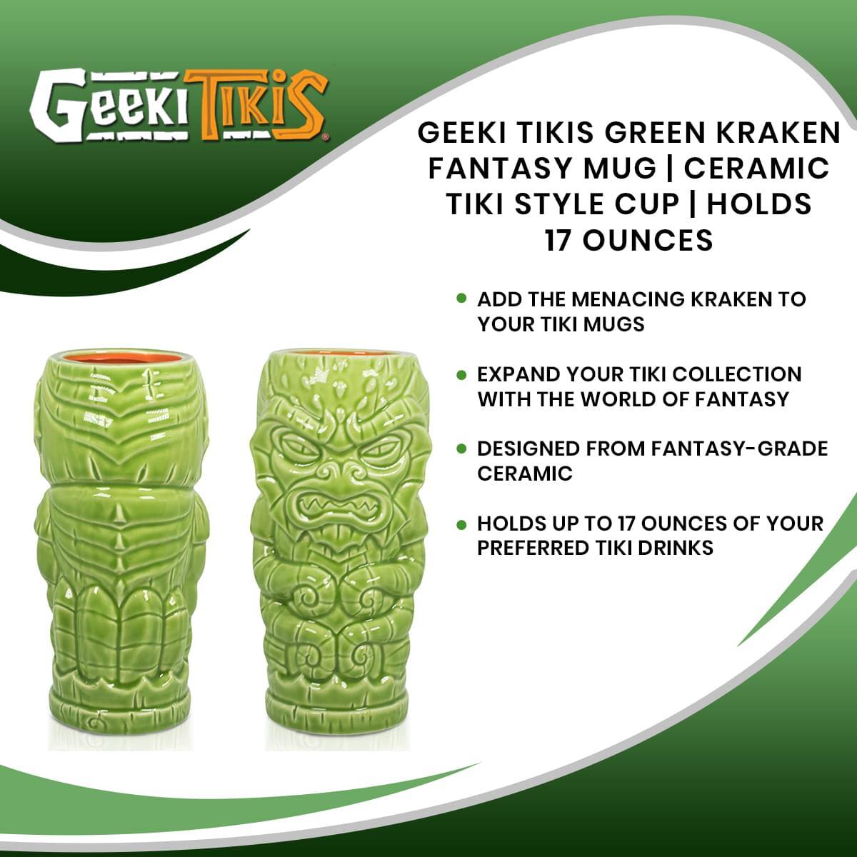 Geeki Tikis Green Kraken Fantasy Mug | Ceramic Tiki Style Cup | Holds 17 Ounces

- Add the menacing Kraken to your Tiki mugs
- Expand your Tiki collection with the world of fantasy
- Designed from fantasy-grade ceramic
- Holds up to 17 ounces of your preferred Tiki drinks