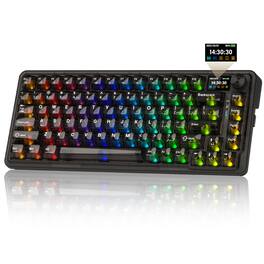 REDRAGON - K751 75% Wireless Mechanical Gaming Keyboard,Creamy Keyboards with Screen Knob RGB for Windows/Mac - Black