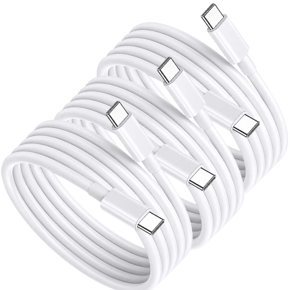 Qixxronics - 3PCS 6FT USB-C to USB-C Charging Cable for iPhone 16 E/17/Air/15/Pro/Plus/Pro Max, MacBook Pro/Air, iPad Pro /Air / Mini - White