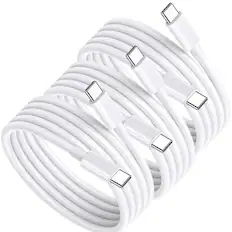 Front. Qixxronics - 3PCS 6FT USB-C to USB-C Charging Cable for iPhone 16 E/17/Air/15/Pro/Plus/Pro Max, MacBook Pro/Air, iPad Pro /Air / Mini - White.