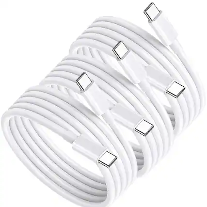 Front. Qixxronics - 3PCS 6FT USB-C to USB-C Charging Cable for iPhone 16 E/17/Air/15/Pro/Plus/Pro Max, MacBook Pro/Air, iPad Pro /Air / Mini - White.