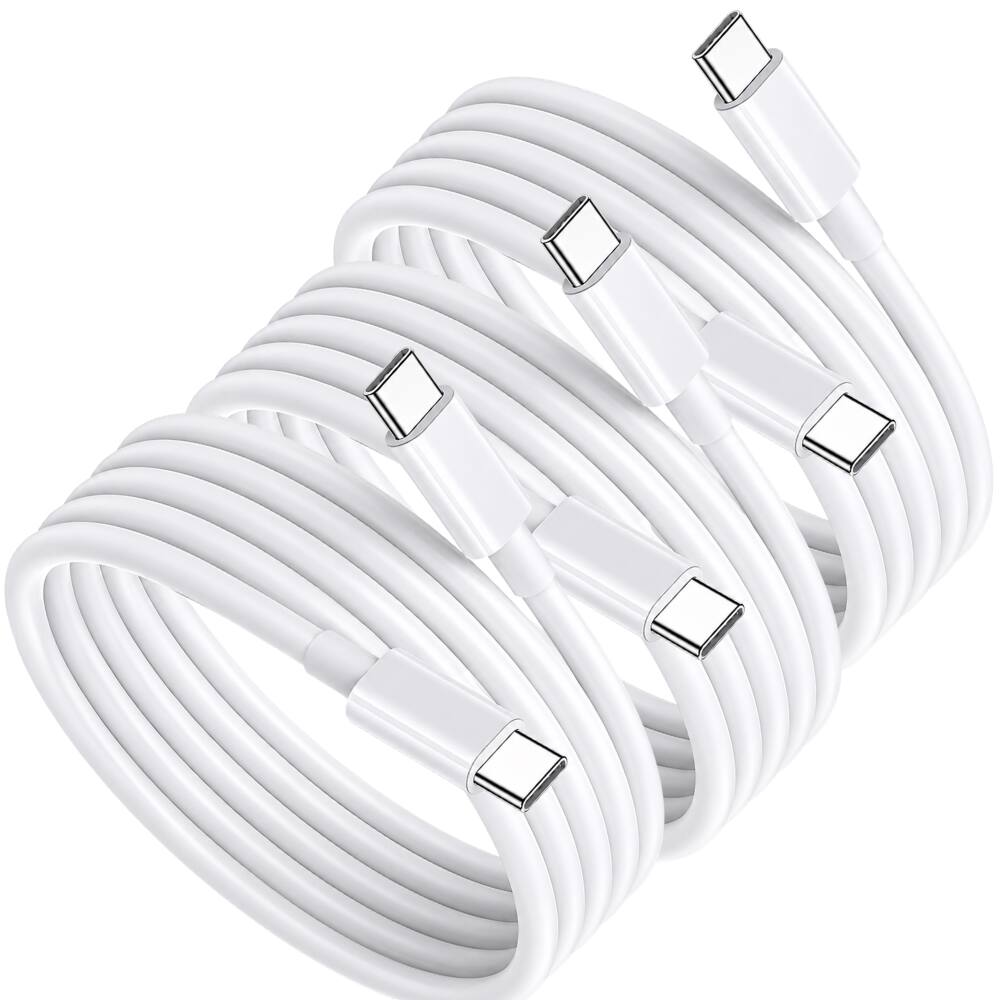 Front. Qixxronics - 3PCS 6FT USB-C to USB-C Charging Cable for iPhone 16 E/17/Air/15/Pro/Plus/Pro Max, MacBook Pro/Air, iPad Pro /Air / Mini - White.