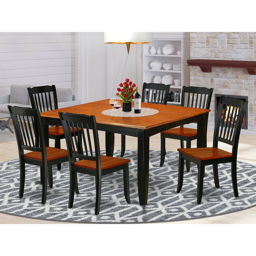 Left. East West Furniture - Dining Room Set Black & Cherry - Brown.