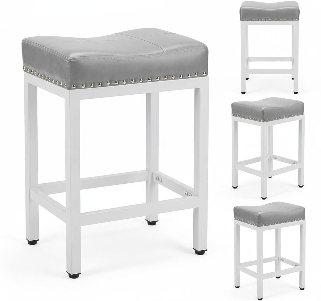 Alt View 4. AOITUN - Bar Stools Set 2, 24 Inch - Perfect for Daily Use in Kitchen or Bar - Enhance Comfort and Style with Durable Design - Gray.