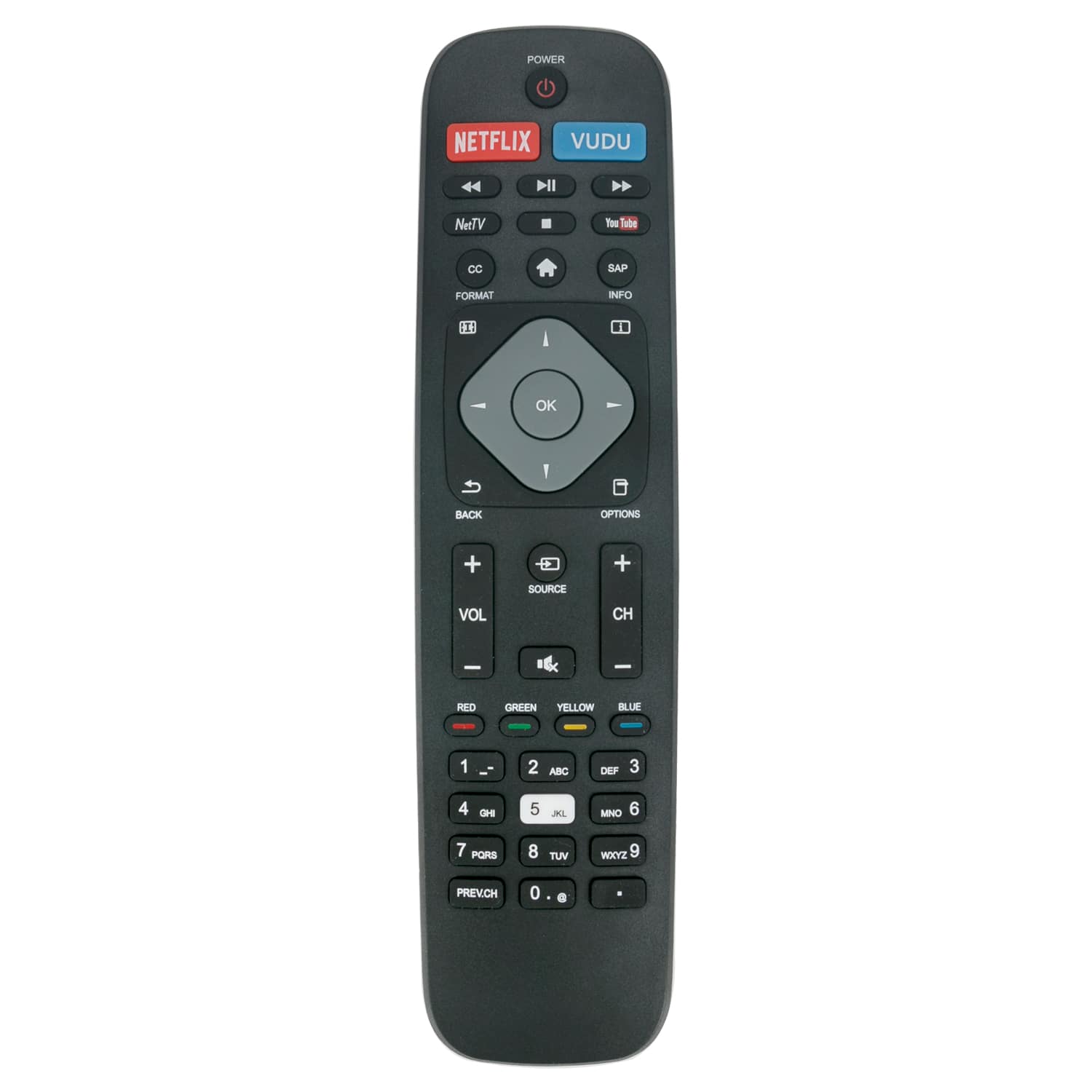 VINABTY - New Replaced Remote Control Fits for Philips TV 32PFL4909/F7 40PFL4901/F7 43PFL4902/F7 49PFL4909/F7 50PFL5602/F7 - Black