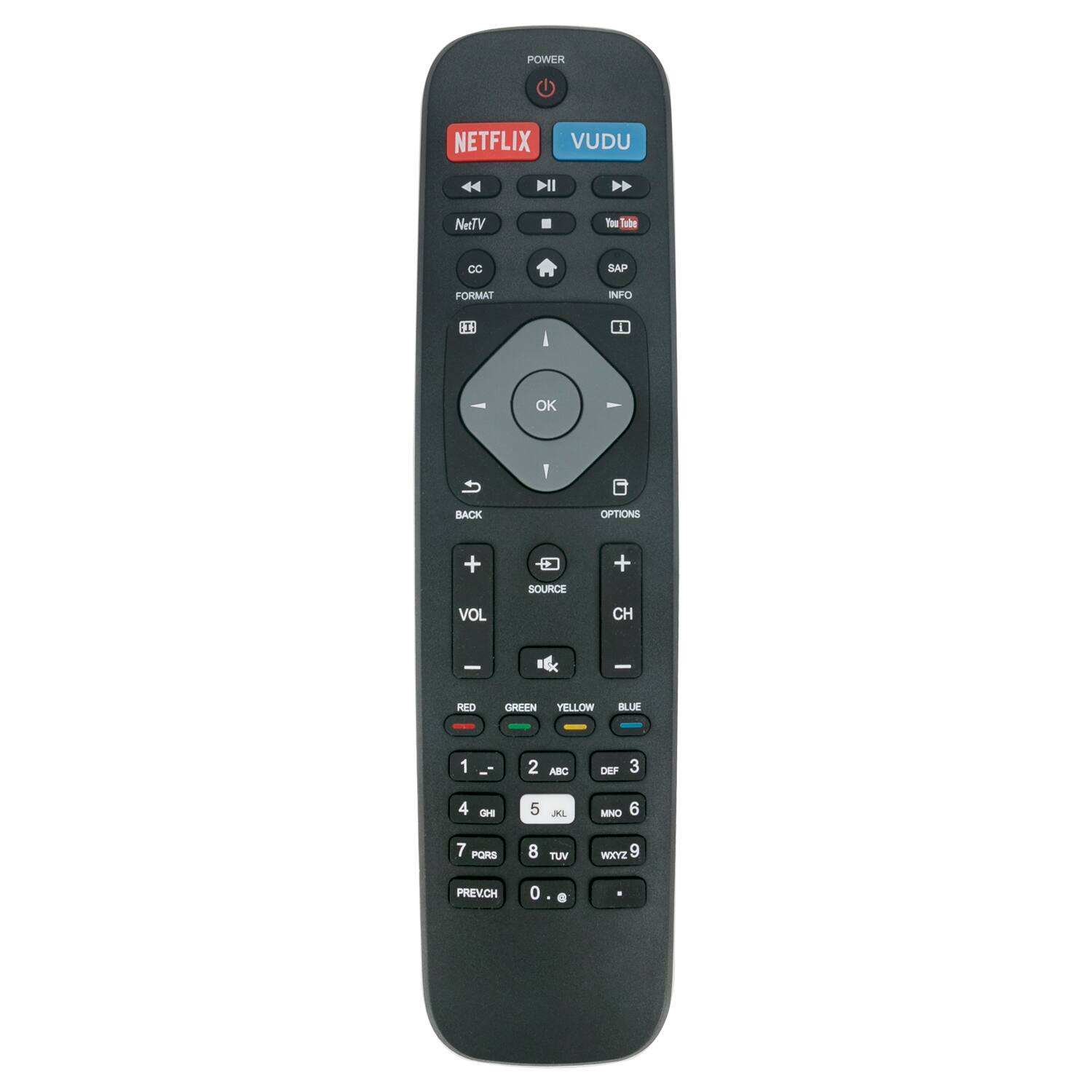 VINABTY - New Replaced Remote Control Fits for Philips TV 32PFL4909/F7 40PFL4901/F7 43PFL4902/F7 49PFL4909/F7 50PFL5602/F7 - Black
