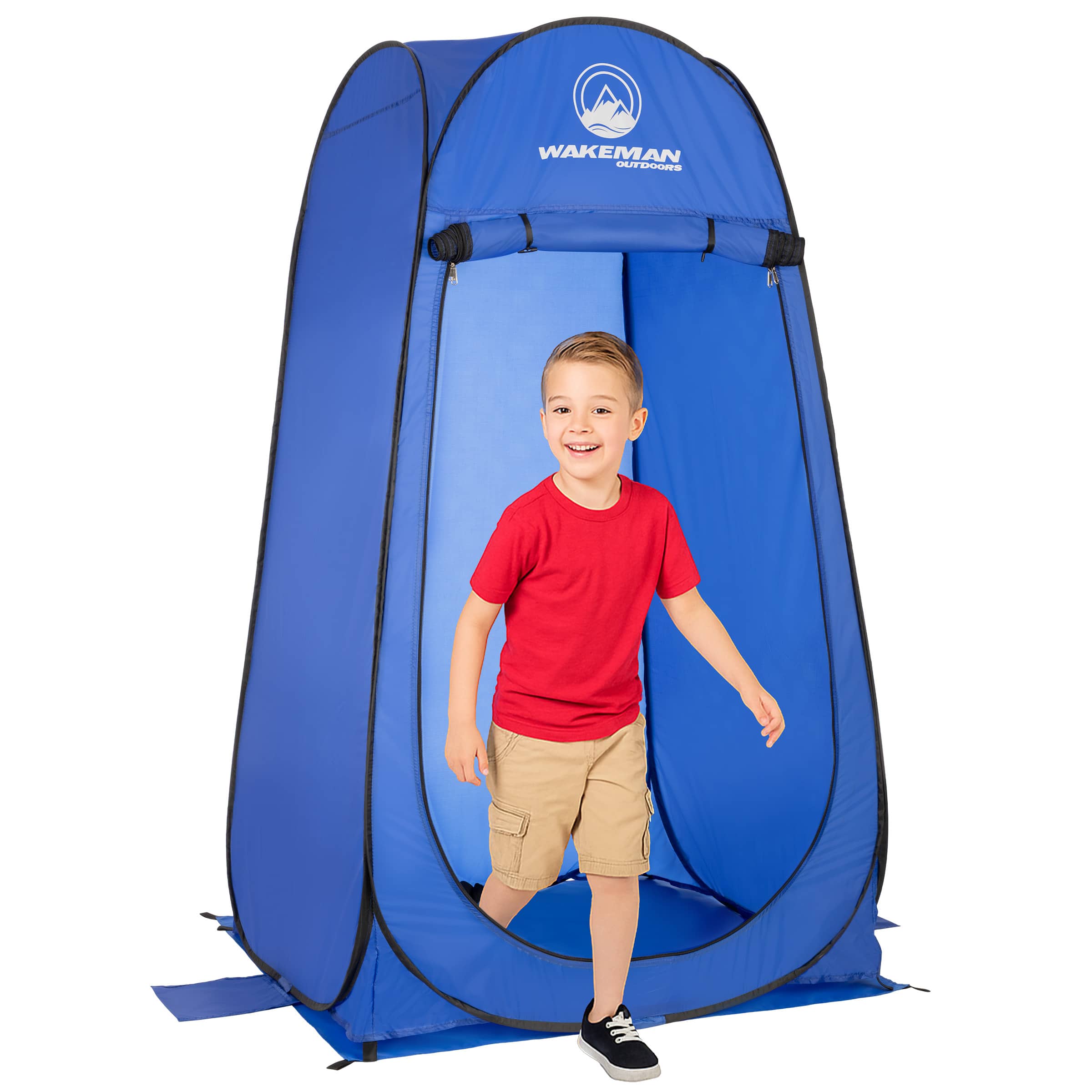 Wakeman Outdoors - Kid Size Pop Up Changing Tent 3 x 3 x 5.2ft Mini Camping Shower Tent, Portable Toilet Stall or Dressing Room for Beach - Blue